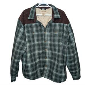 Scandia Woods Green Plaid Button Down Sherpa Lined Barn Style Jacket Mens  Large